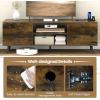 imageGiantex TV Stand with Power Outlet for TVs up to 60 Entertainment Center with Cable Hole Cabinets Adjustable Shelf Modern Media Console Television Stands for Living Room Bedroom Rustic BrownRustic Brown