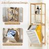 imageGiantex Tilt Out Laundry Hamper  Laundry Hamper Cabinet with 3 Tier Storage Shelves Removable Laundry Basket 51quot Tall Freestanding Bamboo Tower Hamper Organizer for Bathroom Small Space