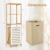 imageGiantex Tilt Out Laundry Hamper  Laundry Hamper Cabinet with 3 Tier Storage Shelves Removable Laundry Basket 51quot Tall Freestanding Bamboo Tower Hamper Organizer for Bathroom Small Space