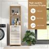 imageGiantex Tilt Out Laundry Hamper  Laundry Hamper Cabinet with 3 Tier Storage Shelves Removable Laundry Basket 51quot Tall Freestanding Bamboo Tower Hamper Organizer for Bathroom Small Space