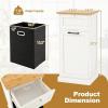 imageGiantex Tilt Out Laundry Hamper Cabinet Bathroom Storage Cabinet with Drawer Removable Laundry Basket Bamboo Countertop 10 Gallon Hidden Wood Laundry Cabinet WhiteWhite