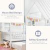imageGiantex Twin House Bed with Trundle Kids Bed Frame with 82quot Tall Roof Windows and Guardrail Wooden Playhouse Bed for Teens Boys Girls Bedroom No Box Spring Needed Free to Decorate White