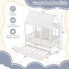 imageGiantex Twin House Bed with Trundle Kids Bed Frame with 82quot Tall Roof Windows and Guardrail Wooden Playhouse Bed for Teens Boys Girls Bedroom No Box Spring Needed Free to Decorate White