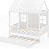 imageGiantex Twin House Bed with Trundle Kids Bed Frame with 82quot Tall Roof Windows and Guardrail Wooden Playhouse Bed for Teens Boys Girls Bedroom No Box Spring Needed Free to Decorate White