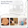 imageGiantex Twin House Bed with Trundle Kids Bed Frame with 82quot Tall Roof Windows and Guardrail Wooden Playhouse Bed for Teens Boys Girls Bedroom No Box Spring Needed Free to Decorate White