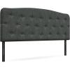 imageGiantex Upholstered Headboard Button Tufted Headboard Adjustable Height from 38 to 53 Platform Full Size Easy Assembly Modern Fabric Furniture for Bedroom Dark Grey