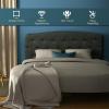 imageGiantex Upholstered Headboard Button Tufted Headboard Adjustable Height from 38 to 53 Platform Full Size Easy Assembly Modern Fabric Furniture for Bedroom Dark Grey