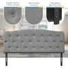 imageGiantex Upholstered Headboard Button Tufted Headboard Adjustable Height from 38 to 53 Platform Full Size Easy Assembly Modern Fabric Furniture for Bedroom Light Grey