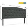 imageGiantex Upholstered Headboard Button Tufted Headboard Adjustable Height from 38 to 53 Platform Full Size Easy Assembly Modern Fabric Furniture for Bedroom Dark Grey