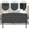 imageGiantex Upholstered Headboard Button Tufted Headboard Adjustable Height from 38 to 53 Platform Full Size Easy Assembly Modern Fabric Furniture for Bedroom Dark Grey