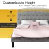 imageGiantex Upholstered Headboard Button Tufted Headboard Queen Size Adjustable Height from 38 to 53 Platform Easy Assembly Modern Fabric Furniture for Bedroom Light Grey
