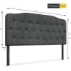 imageGiantex Upholstered Headboard Button Tufted Headboard Queen Size Adjustable Height from 38 to 53 Platform Easy Assembly Modern Fabric Furniture for Bedroom Dark Grey