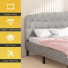 imageGiantex Upholstered Headboard Button Tufted Headboard Queen Size Adjustable Height from 38 to 53 Platform Easy Assembly Modern Fabric Furniture for Bedroom Light Grey