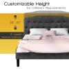 imageGiantex Upholstered Headboard Button Tufted Headboard Queen Size Adjustable Height from 38 to 53 Platform Easy Assembly Modern Fabric Furniture for Bedroom Dark Grey