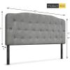 imageGiantex Upholstered Headboard Button Tufted Headboard Queen Size Adjustable Height from 38 to 53 Platform Easy Assembly Modern Fabric Furniture for Bedroom Light Grey