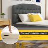imageGiantex Upholstered Headboard Button Tufted Headboard Queen Size Adjustable Height from 38 to 53 Platform Easy Assembly Modern Fabric Furniture for Bedroom Dark Grey