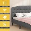 imageGiantex Upholstered Headboard Button Tufted Headboard Queen Size Adjustable Height from 38 to 53 Platform Easy Assembly Modern Fabric Furniture for Bedroom Dark Grey