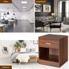imageGiantex Walnut Nightstand Farmhouse Bedside Table with Drawer and Open Storage Cabinet Wood Night Stand 2Tier Sofa Side Table for Bedroom Office WalnutWalnut