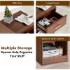 imageGiantex Walnut Nightstand Farmhouse Bedside Table with Drawer and Open Storage Cabinet Wood Night Stand 2Tier Sofa Side Table for Bedroom Office WalnutWalnut