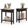 imageGiantex Wedge End Table White Triangle Side Table with Storage Shelf and Solid Wood Legs Recliner Table 245quot Tall Nightstand Modern Narrow Accent Table for Small Space Living RoomEspresso