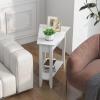 imageGiantex Wedge End Table White Triangle Side Table with Storage Shelf and Solid Wood Legs Recliner Table 245quot Tall Nightstand Modern Narrow Accent Table for Small Space Living RoomWhite