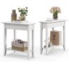 imageGiantex Wedge End Table White Triangle Side Table with Storage Shelf and Solid Wood Legs Recliner Table 245quot Tall Nightstand Modern Narrow Accent Table for Small Space Living RoomWhite