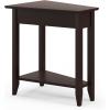 imageGiantex Wedge End Table White Triangle Side Table with Storage Shelf and Solid Wood Legs Recliner Table 245quot Tall Nightstand Modern Narrow Accent Table for Small Space Living RoomEspresso