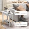 imageGiantex Wedge End Table White Triangle Side Table with Storage Shelf and Solid Wood Legs Recliner Table 245quot Tall Nightstand Modern Narrow Accent Table for Small Space Living RoomWhite