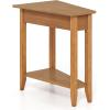 imageGiantex Wedge End Table White Triangle Side Table with Storage Shelf and Solid Wood Legs Recliner Table 245quot Tall Nightstand Modern Narrow Accent Table for Small Space Living RoomWalnut