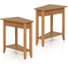 imageGiantex Wedge End Table White Triangle Side Table with Storage Shelf and Solid Wood Legs Recliner Table 245quot Tall Nightstand Modern Narrow Accent Table for Small Space Living RoomWalnut