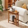 imageGiantex Wedge End Table White Triangle Side Table with Storage Shelf and Solid Wood Legs Recliner Table 245quot Tall Nightstand Modern Narrow Accent Table for Small Space Living RoomWalnut