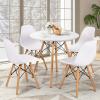 imageGiantex White Dining Table 315quot D x 32quot H Round Dining Room Table with Solid Beech Wood Legs Modern Kitchen Table with TSCA Certification for Small Places White ampamp Natural