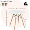 imageGiantex White Dining Table 315quot D x 32quot H Round Dining Room Table with Solid Beech Wood Legs Modern Kitchen Table with TSCA Certification for Small Places White ampamp Natural