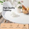 imageGiantex White Dining Table 315quot D x 32quot H Round Dining Room Table with Solid Beech Wood Legs Modern Kitchen Table with TSCA Certification for Small Places White ampamp Natural
