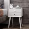 imageGiantex White Nightstand Wooden Bedside Tables w 2 Storage Drawers ampamp Soild Wood Legs Practical End Side Table Mid Century Modern Night Stand for Living Room BedroomWhite