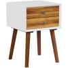 imageGiantex White Nightstand Wooden Bedside Tables w 2 Storage Drawers ampamp Soild Wood Legs Practical End Side Table Mid Century Modern Night Stand for Living Room BedroomWhite  Walnut