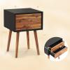 imageGiantex White Nightstand Wooden Bedside Tables w 2 Storage Drawers ampamp Soild Wood Legs Practical End Side Table Mid Century Modern Night Stand for Living Room BedroomBlack  Walnut
