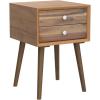 imageGiantex White Nightstand Wooden Bedside Tables w 2 Storage Drawers ampamp Soild Wood Legs Practical End Side Table Mid Century Modern Night Stand for Living Room BedroomWalnut