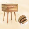 imageGiantex White Nightstand Wooden Bedside Tables w 2 Storage Drawers ampamp Soild Wood Legs Practical End Side Table Mid Century Modern Night Stand for Living Room BedroomWalnut