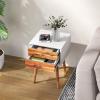 imageGiantex White Nightstand Wooden Bedside Tables w 2 Storage Drawers ampamp Soild Wood Legs Practical End Side Table Mid Century Modern Night Stand for Living Room BedroomWhite  Walnut