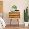 imageGiantex White Nightstand Wooden Bedside Tables w 2 Storage Drawers ampamp Soild Wood Legs Practical End Side Table Mid Century Modern Night Stand for Living Room BedroomWalnut