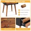 imageGiantex White Nightstand Wooden Bedside Tables w 2 Storage Drawers ampamp Soild Wood Legs Practical End Side Table Mid Century Modern Night Stand for Living Room BedroomBlack  Walnut