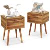imageGiantex White Nightstand Wooden Bedside Tables w 2 Storage Drawers ampamp Soild Wood Legs Practical End Side Table Mid Century Modern Night Stand for Living Room BedroomWalnut