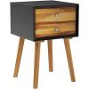 imageGiantex White Nightstand Wooden Bedside Tables w 2 Storage Drawers ampamp Soild Wood Legs Practical End Side Table Mid Century Modern Night Stand for Living Room BedroomBlack  Walnut