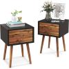 imageGiantex White Nightstand Wooden Bedside Tables w 2 Storage Drawers ampamp Soild Wood Legs Practical End Side Table Mid Century Modern Night Stand for Living Room BedroomBlack  Walnut
