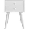 imageGiantex White Nightstand Wooden Bedside Tables w 2 Storage Drawers ampamp Soild Wood Legs Practical End Side Table Mid Century Modern Night Stand for Living Room BedroomWhite