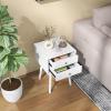 imageGiantex White Nightstand Wooden Bedside Tables w 2 Storage Drawers ampamp Soild Wood Legs Practical End Side Table Mid Century Modern Night Stand for Living Room BedroomWhite