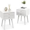 imageGiantex White Nightstand Wooden Bedside Tables w 2 Storage Drawers ampamp Soild Wood Legs Practical End Side Table Mid Century Modern Night Stand for Living Room BedroomWhite