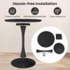 imageGiantex White Round Dining Table 32 Inches Modern Tulip Kitchen Table with 09 Thickened Tabletop ampamp Sturdy Metal Pedestal MidCentury Leisure Table for Small Places Dining Room Living Room CafeBlack