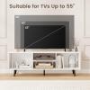 imageGiantex White TV Stand for TVs up to 55quot 475quot Small Entertainment Center with Storage Open Shelves ampamp 5 HeavyDuty Metal Legs Wood Media Console Table for Living Room BedroomWhite